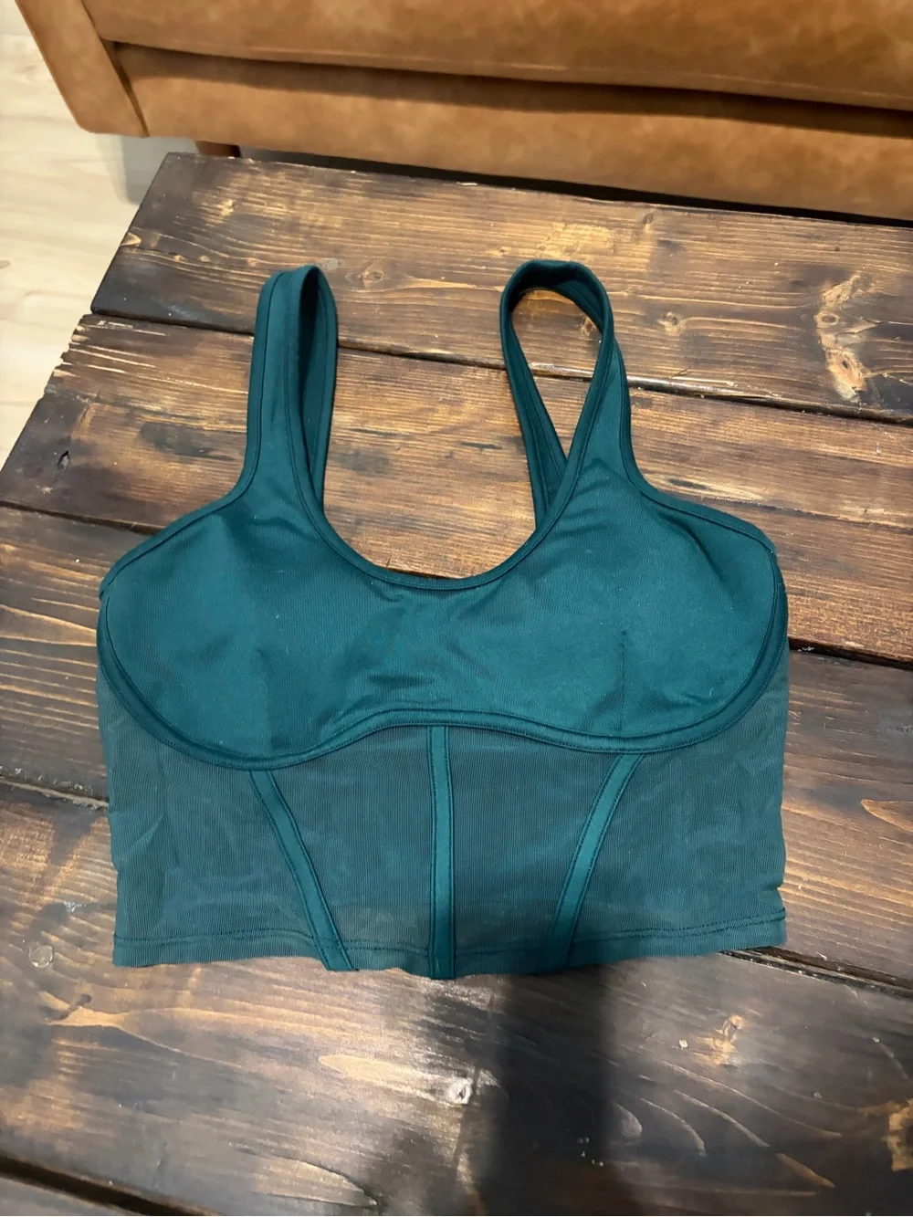 ALO Yoga Airbrush Mesh Corset Tank Top in Midnight Green